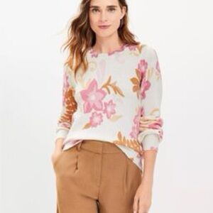 Loft Floral Draped Sleeve Sweater Size S